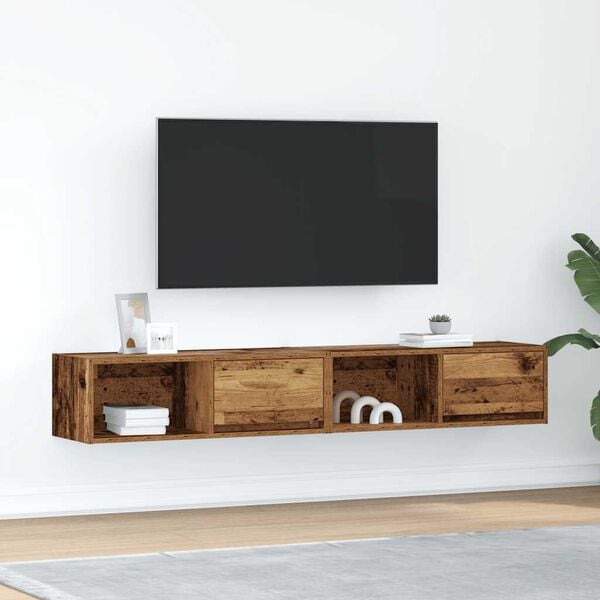 vidaXL Meubles TV 2 pcs vieux bois 80x31x25,5 cm bois d'ingénierie