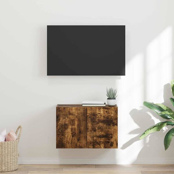 vidaXL Meuble TV mural Ch&ecirc;ne fum&eacute; 59,5 x 31 x 40 cm Bois d'ing&eacute;nierie