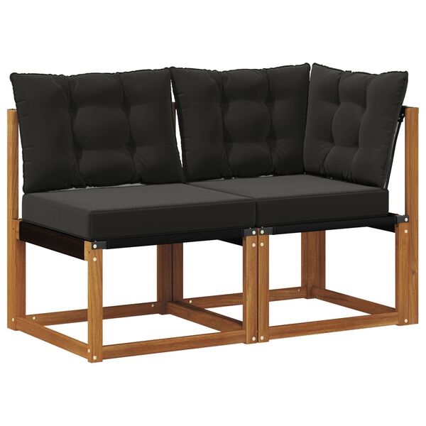 vidaXL Canap&eacute; d&rsquo;ext&eacute;rieur milieu et coin avec coussin 2 Pi&egrave;ce Naturel