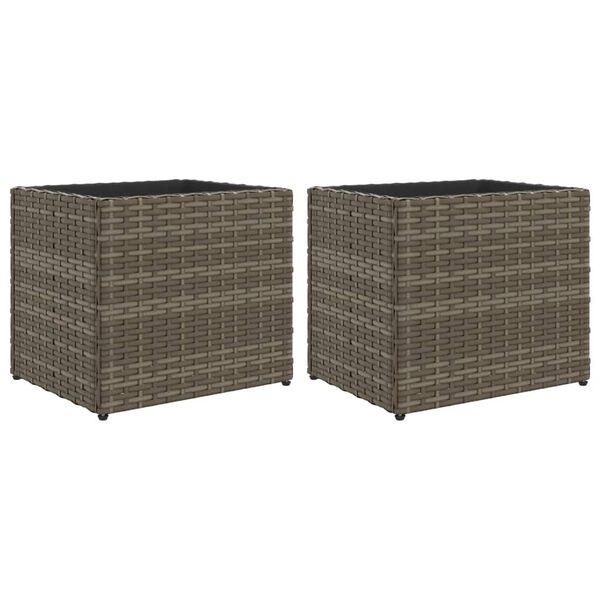 vidaXL Jardini&egrave;res 2 pcs gris 36x30x32 cm r&eacute;sine tress&eacute;e
