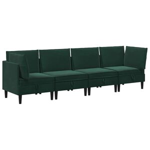 vidaXL Ensemble de meubles pour le salon 4 pcs Vert fonc&eacute; Velours