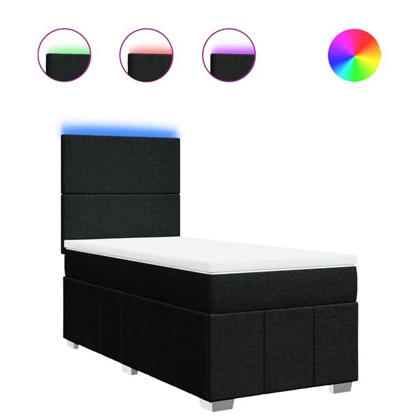 vidaXL Sommier &agrave; lattes de lit avec matelas Noir 100x200 cm Tissu