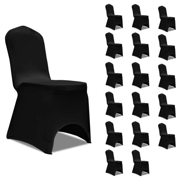 vidaXL Housses &eacute;lastiques de chaise Noir 18 pcs