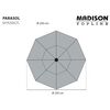 Madison Parasol de jardin Mykanos 250 cm gris