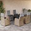 vidaXL Ensemble &agrave; manger de jardin et coussins 7 pcs beige poly rotin