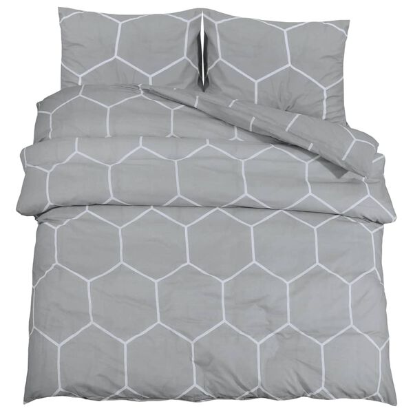 vidaXL Ensemble de housse de couette Gris 260x220 cm Coton