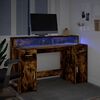 vidaXL Bureau et lumi&egrave;res LED ch&ecirc;ne fum&eacute; 140x55x91cm bois d'ing&eacute;nierie