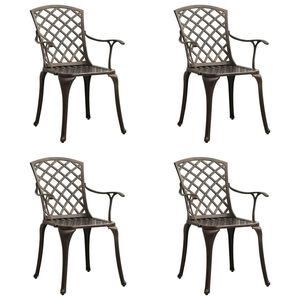 vidaXL Chaises de jardin lot de 4 Aluminium coul&eacute; Bronze