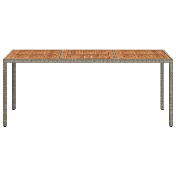 vidaXL Table de jardin 190x90x75 cm R&eacute;sine tress&eacute;e/bois d'acacia Gris