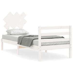 vidaXL Cadre de lit sans matelas blanc bois massif