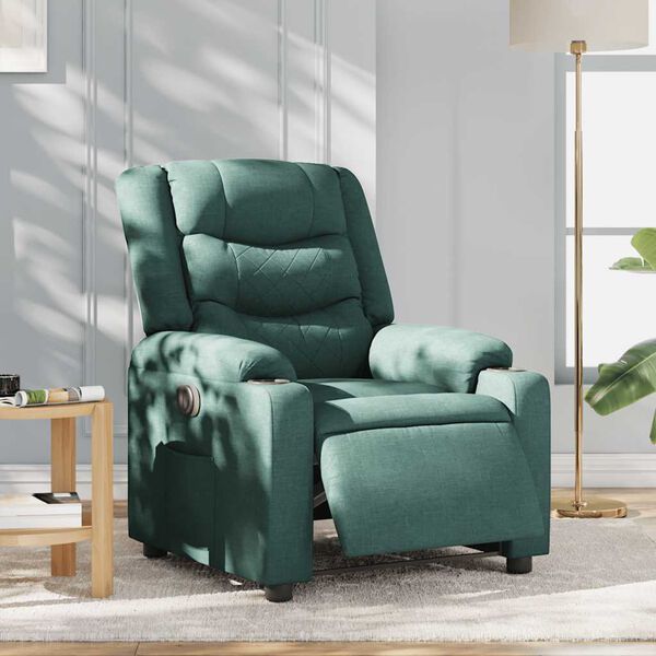 vidaXL Fauteuil inclinable électrique Vert foncé Tissu