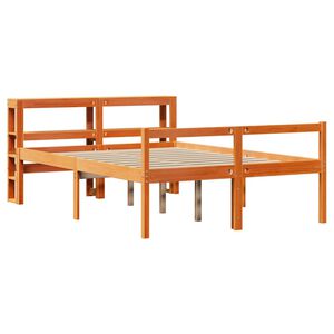 vidaXL Cadre de lit et t&ecirc;te de lit sans matelas cire marron 135x190 cm