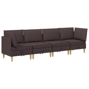 vidaXL Canap&eacute; modulaire avec rangement 4 pcs Marron fonc&eacute; Tissu
