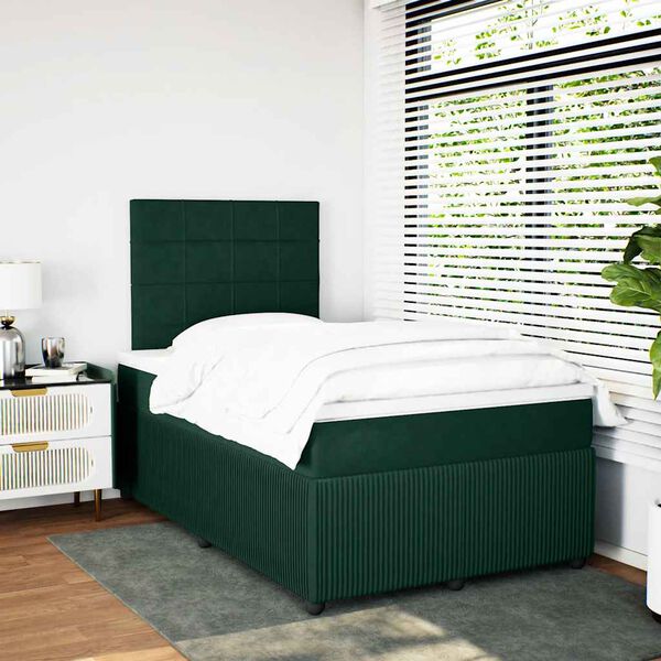 vidaXL Sommier &agrave; lattes de lit et matelas Vert fonc&eacute; 120x200cm Velours