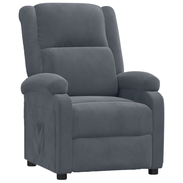 vidaXL Fauteuil inclinable Gris fonc&eacute; Velours