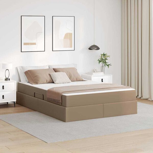 vidaXL Lit avec rangement et matelas Cappuccino 140 x 190 cm