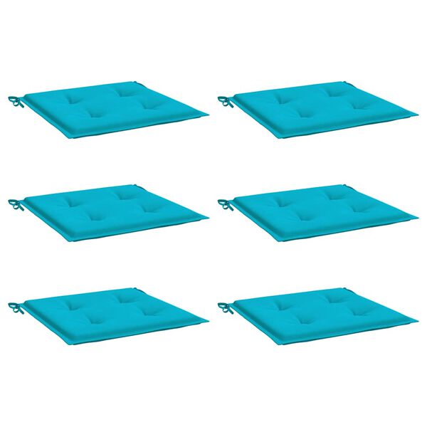 vidaXL Coussins de chaise de jardin lot de 6 turquoise 40x40x4cm tissu