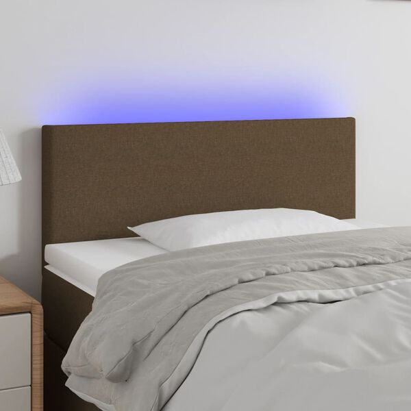 vidaXL T&ecirc;te de lit &agrave; LED Marron Fonc&eacute; 90x5x78/88 cm Tissu