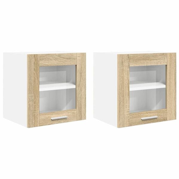vidaXL Armoire suspendue avec porte 2 pcs Ch&ecirc;ne Sonoma 40 x 31 x 40 cm