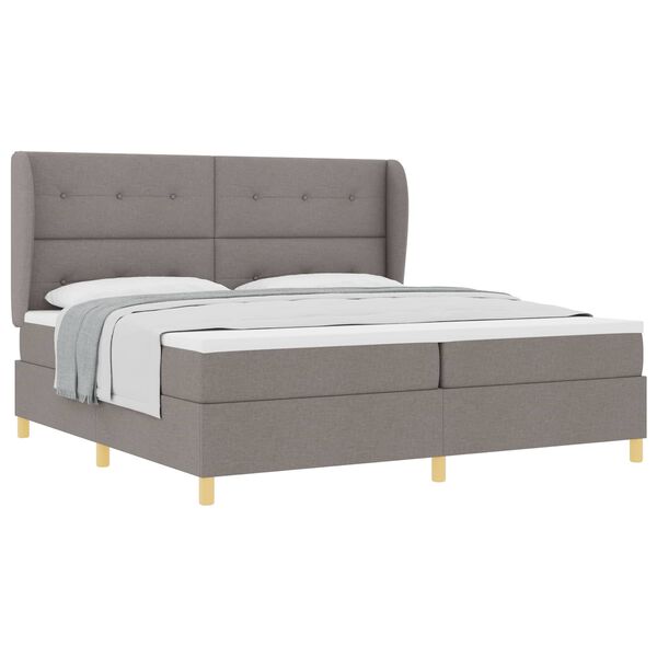 vidaXL Lit &agrave; ressorts avec matelas Taupe 200 x 200 cm tissu