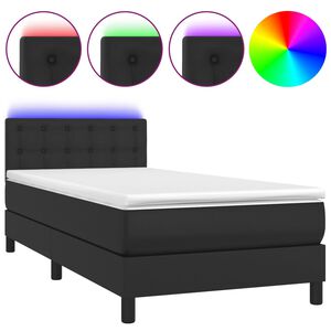vidaXL Sommier &agrave; lattes de lit avec matelas et LED Noir 80x200 cm