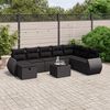 vidaXL Salon de jardin 9 pcs avec coussins noir r&eacute;sine tress&eacute;e