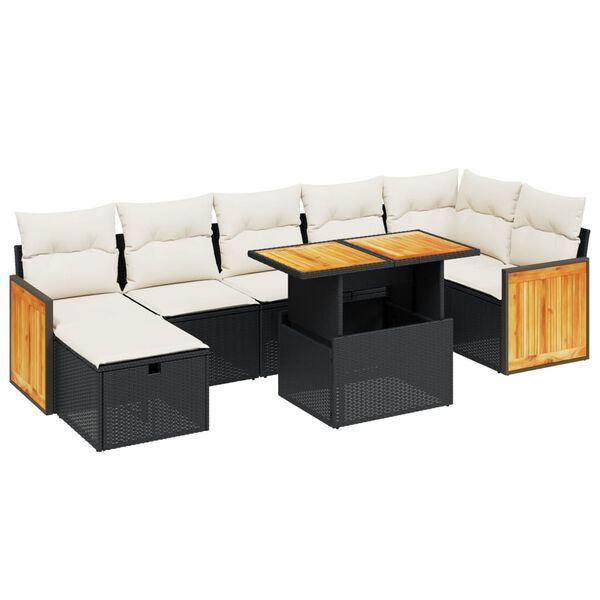 vidaXL Salon de jardin 8 pcs avec coussins noir r&eacute;sine tress&eacute;e