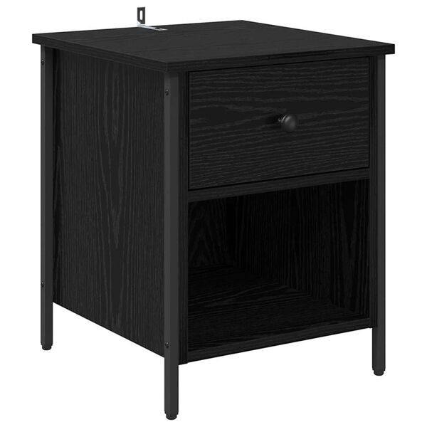 vidaXL Cabinet de chevet Ch&ecirc;ne noir 40 x 42 x 50 cm Bois d'ing&eacute;nierie