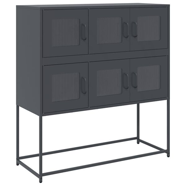 vidaXL Buffet anthracite 100,5x39x107 cm acier lamin&eacute; &agrave; froid
