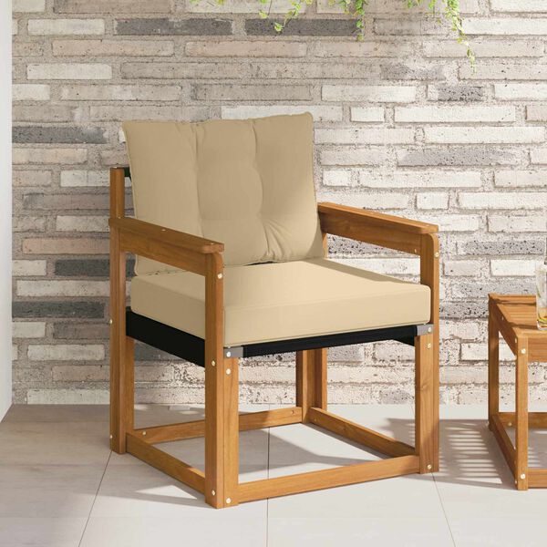 vidaXL Canap&eacute; d&rsquo;ext&eacute;rieur Bois d'acacia massif et Textil&egrave;ne Naturel