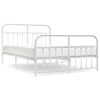 vidaXL Cadre de lit m&eacute;tal sans matelas et pied de lit blanc 140x190 cm