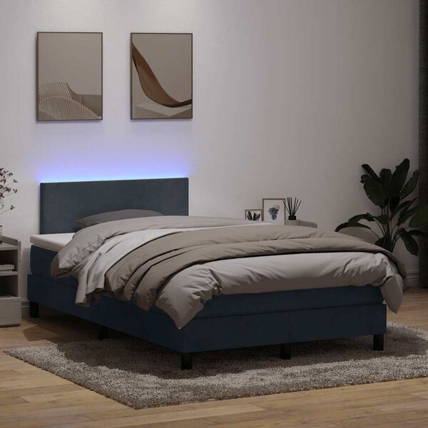 vidaXL Sommier &agrave; lattes de lit et matelas et LED gris fonc&eacute; 120x220cm velours