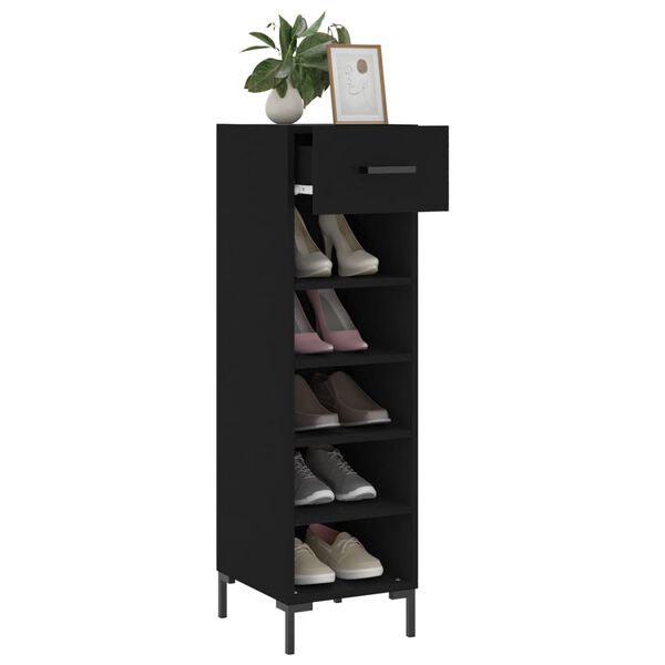 vidaXL Armoire &agrave; chaussures noir 30x35x105 cm bois d'ing&eacute;nierie