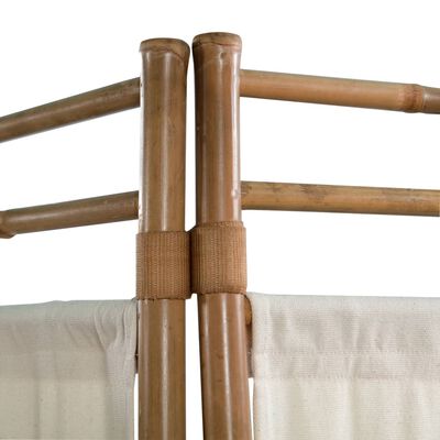 vidaXL Cloison de séparation pliable 4 panneaux Bambou et toile 160 cm