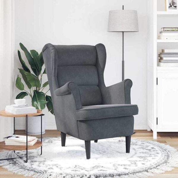 vidaXL fauteuil Gris fonc&eacute; 92 x 71 x 91 cm Velours