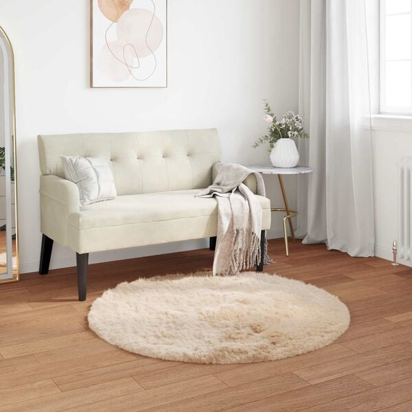 vidaXL Tapis en fausse Tafalla Beige &Oslash; 120 cm Polyester