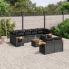 vidaXL Salon de jardin 10 pcs avec coussins noir r&eacute;sine tress&eacute;e