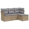 vidaXL Salon de jardin avec coussins 4pcs m&eacute;lange beige r&eacute;sine tress&eacute;e