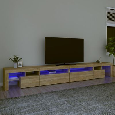 vidaXL Meuble TV avec lumières LED Chêne sonoma 290x36,5x40 cm