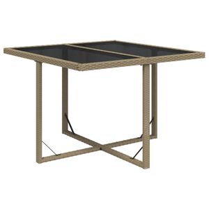 vidaXL Table de jardin Beige 109x107x74 cm R&eacute;sine tress&eacute;e et verre