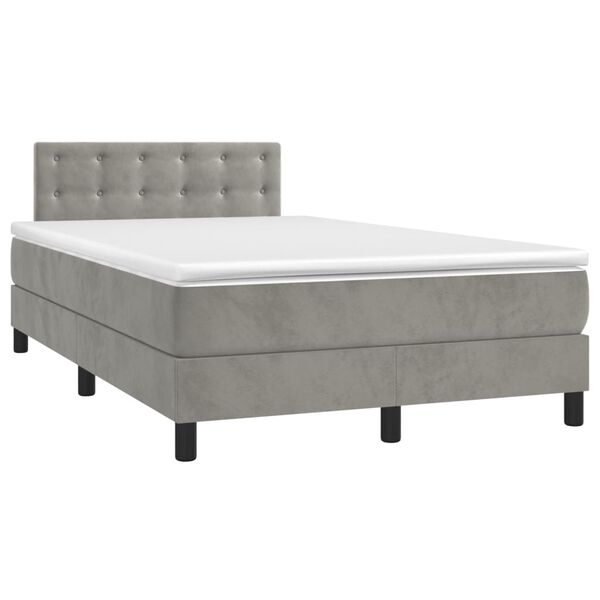 vidaXL Sommier &agrave; lattes de lit et matelas gris clair 120x190cm velours