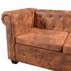 vidaXL Canap&eacute; d'angle Chesterfield 6 Places Cuir artificiel Marron