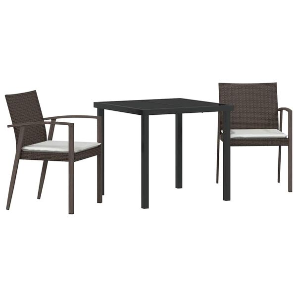 vidaXL Ensemble de salle à manger pour jardin 3 pcs Marron et Noir