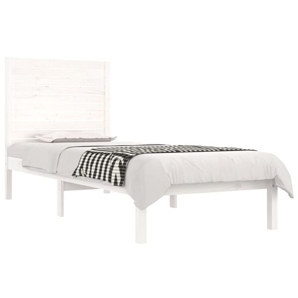 vidaXL Cadre de lit sans matelas blanc 90x190 cm bois massif