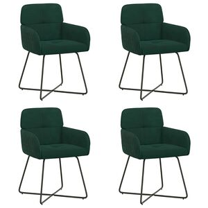 vidaXL Chaises de salle &agrave; manger 4 pc Velours Vert fonc&eacute;