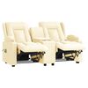 vidaXL Fauteuil inclinable et porte-gobelets 2 places crème similicuir