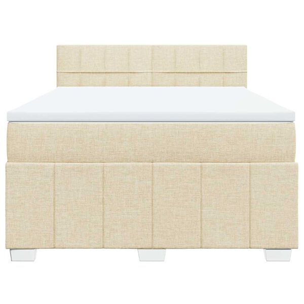 vidaXL Sommier &agrave; lattes de lit avec matelas Cr&egrave;me 140x190 cm Tissu