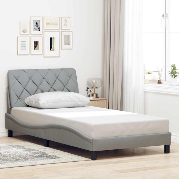 vidaXL Cadre de lit sans matelas gris clair 100x200 cm tissu