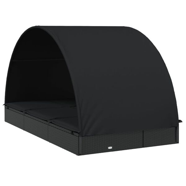 vidaXL Transat 2 places avec toit rond noir 211x112x140 cm