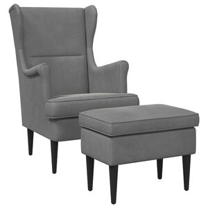 vidaXL Fauteuil avec pouf 2 pc Gris fonc&eacute; Velours